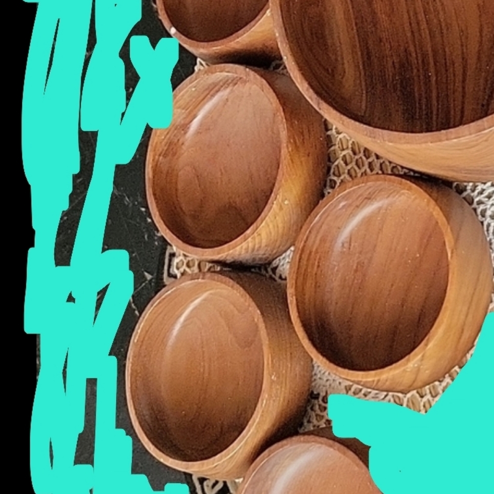6 piece hand-made salad bowls made out of teakwood from Thailand 🇹🇭